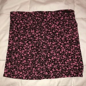 Pink and black floral skirt